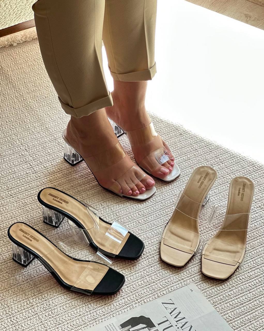 صندل طلقی پاشنه شیشه ای